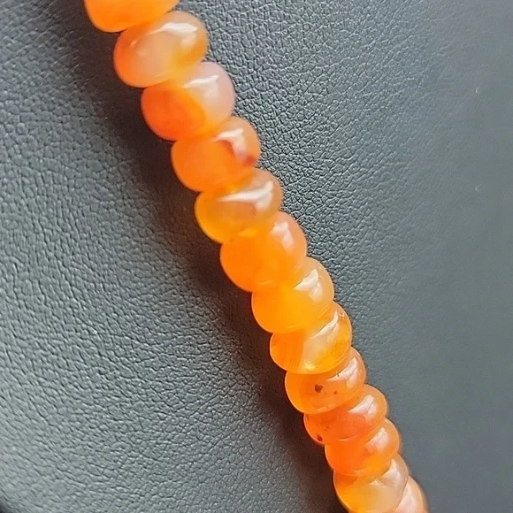 730 Cts Natural Orange Carnelian Round Rondelle Beads Gemstone Beaded Necklace - Picture 5 of 9